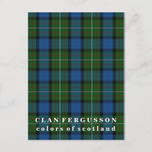 Colors of Scotland Clan Fergusson Tartan Postcard (Front)
