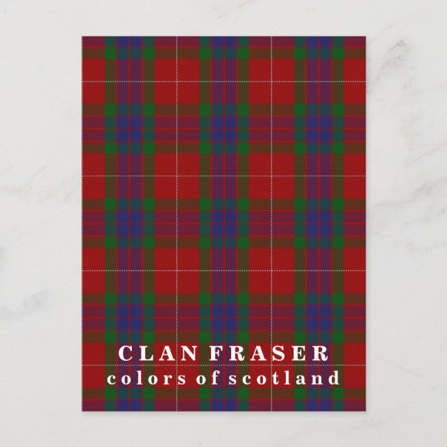 Colors of Scotland Clan Fraser Tartan Postcard (Front)