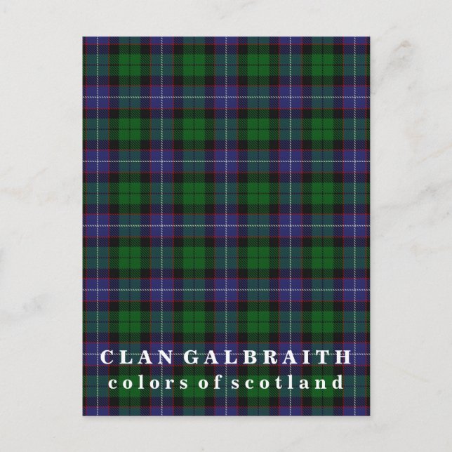 Colors of Scotland Clan Galbraith Tartan Postcard (Front)