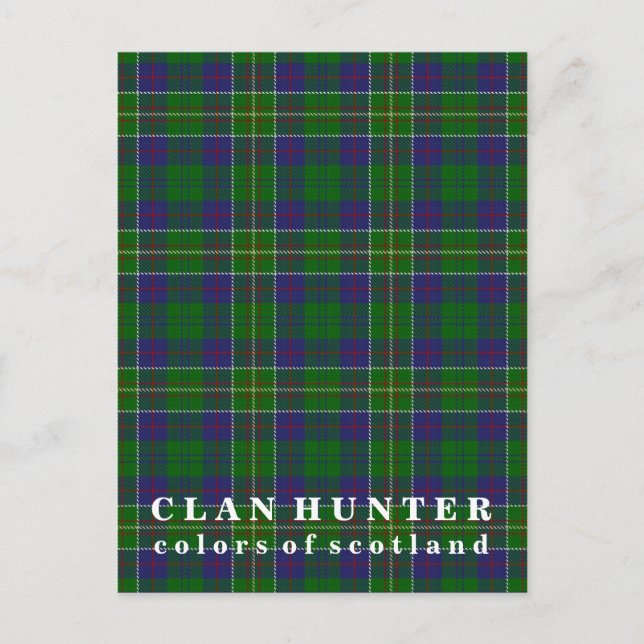 Colors of Scotland Clan Hunter Tartan Postcard (Front)