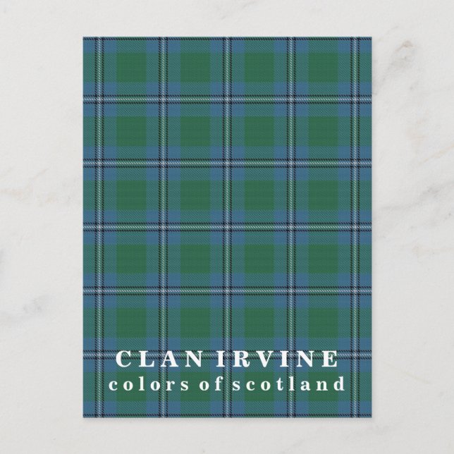 Colors of Scotland Clan Irvine Tartan Postcard (Front)
