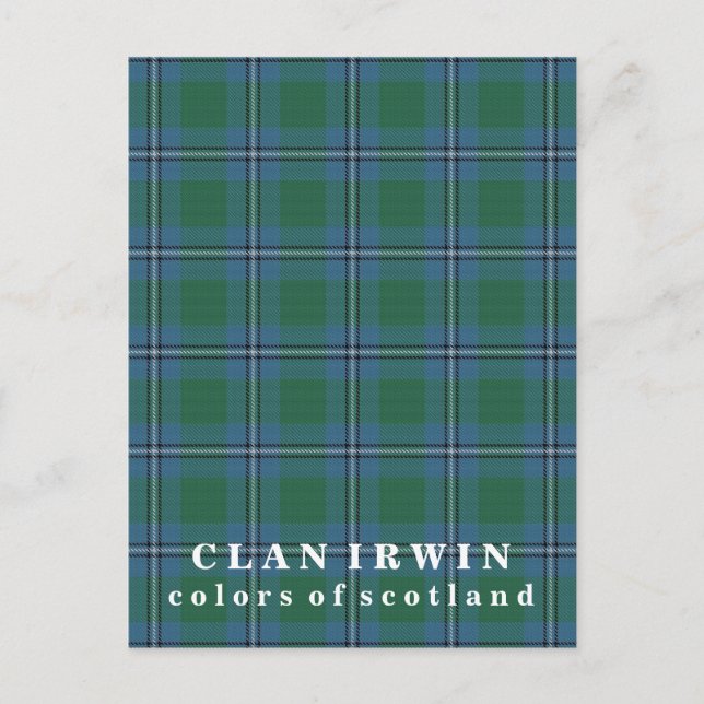 Colors of Scotland Clan Irwin Tartan Postcard (Front)