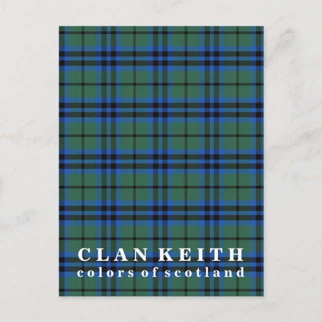 Colors of Scotland Clan Keith Tartan Postcard (Front)