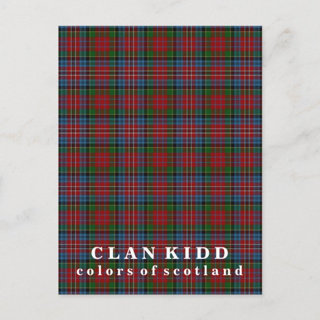 Colors of Scotland Clan Kidd Tartan Postcard (Front)