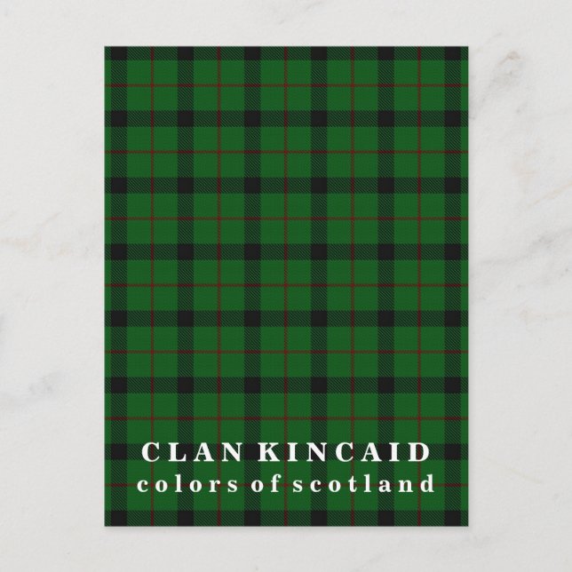 Colors of Scotland Clan Kincaid Tartan Postcard (Front)