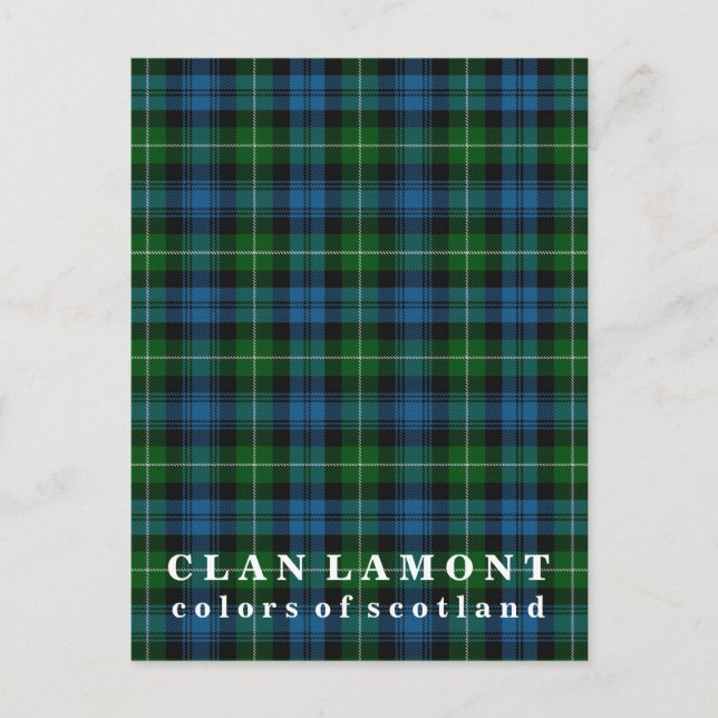 Colors of Scotland Clan Lamont Tartan Postcard (Front)