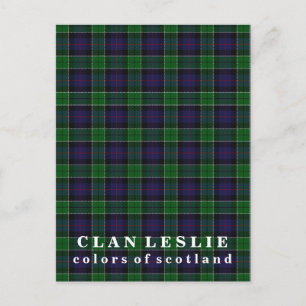 Colors of Scotland Clan Leslie Tartan Postcard