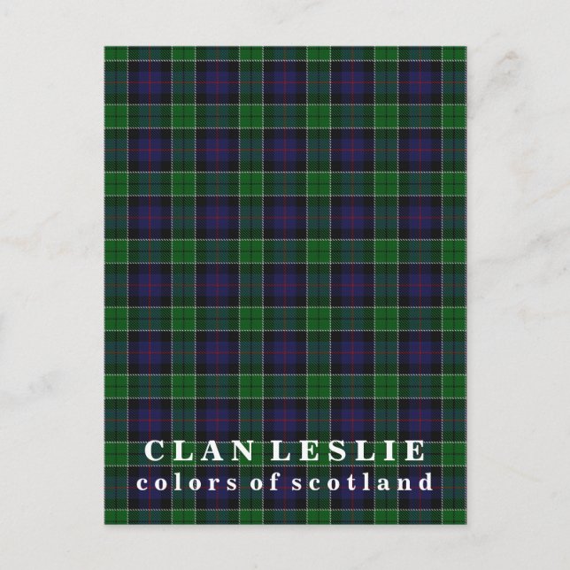 Colors of Scotland Clan Leslie Tartan Postcard (Front)