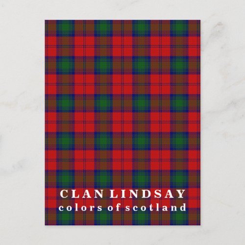 Colors of Scotland Clan Lindsay Tartan Postcard