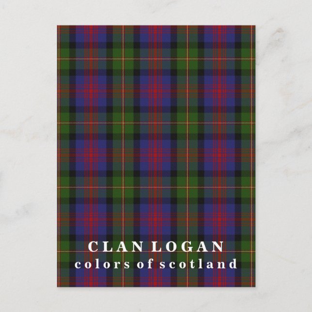 Colors of Scotland Clan Logan Tartan Postcard (Front)