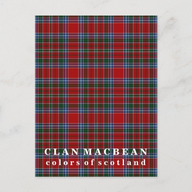 Colors of Scotland Clan MacBean Tartan Postcard (Front)