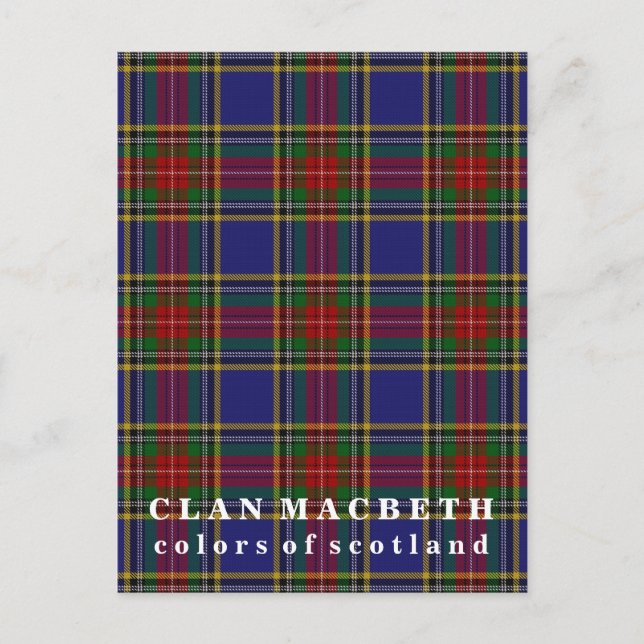 Colors of Scotland Clan MacBeth Tartan Postcard (Front)
