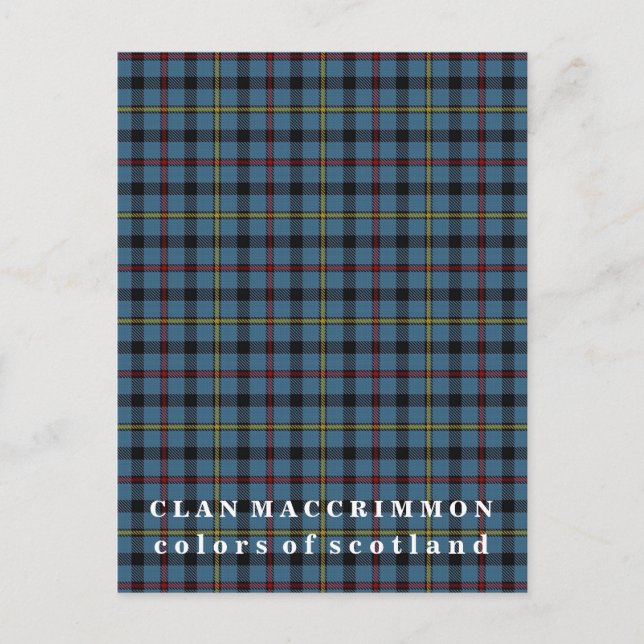 Colors of Scotland Clan MacCrimmon Tartan Postcard (Front)