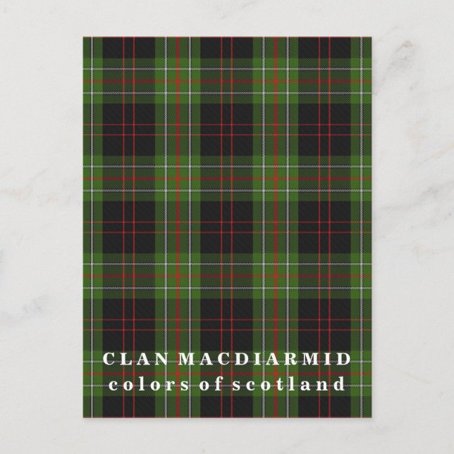 Colors of Scotland Clan MacDiarmid Tartan Postcard (Front)