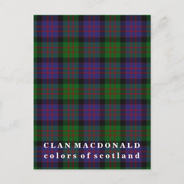Colors of Scotland Clan MacDonald Tartan Postcard (Front)