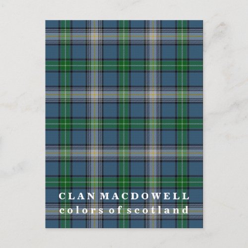 Colors of Scotland Clan MacDowell Tartan Postcard