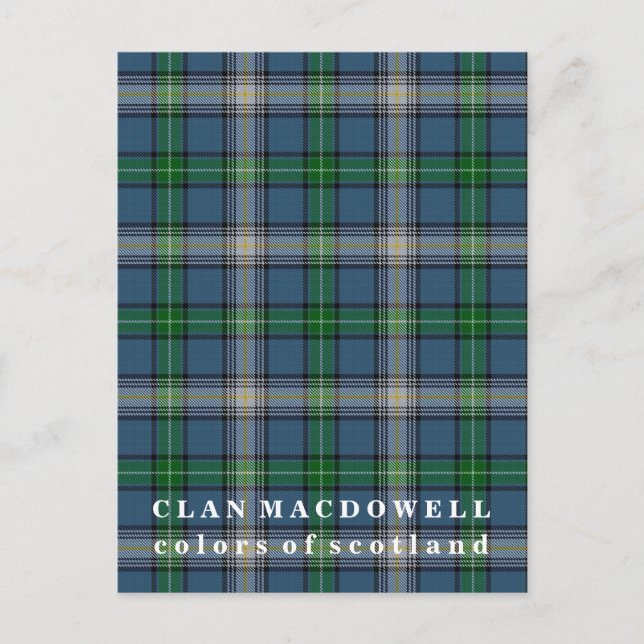 Colors of Scotland Clan MacDowell Tartan Postcard (Front)