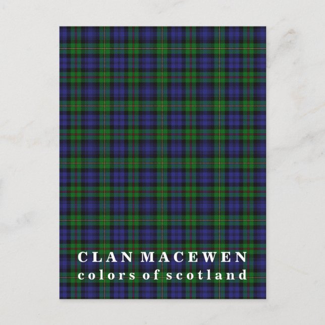 Colors of Scotland Clan MacEwen Tartan Postcard (Front)