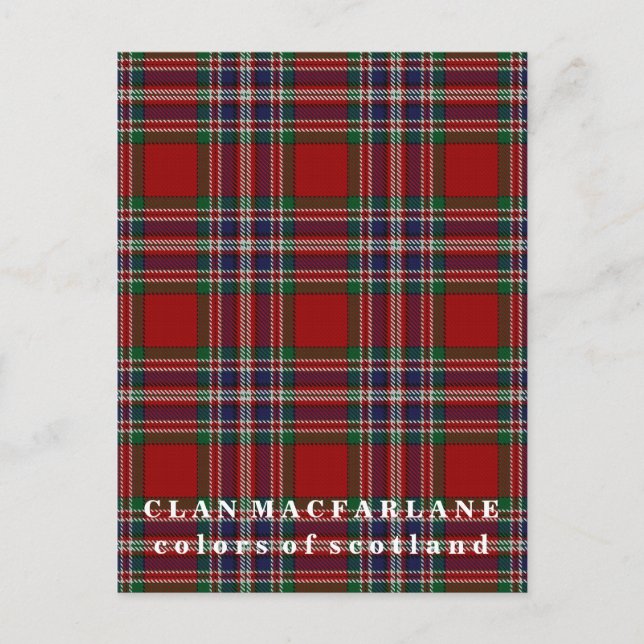 Colors of Scotland Clan MacFarlane Tartan Postcard (Front)