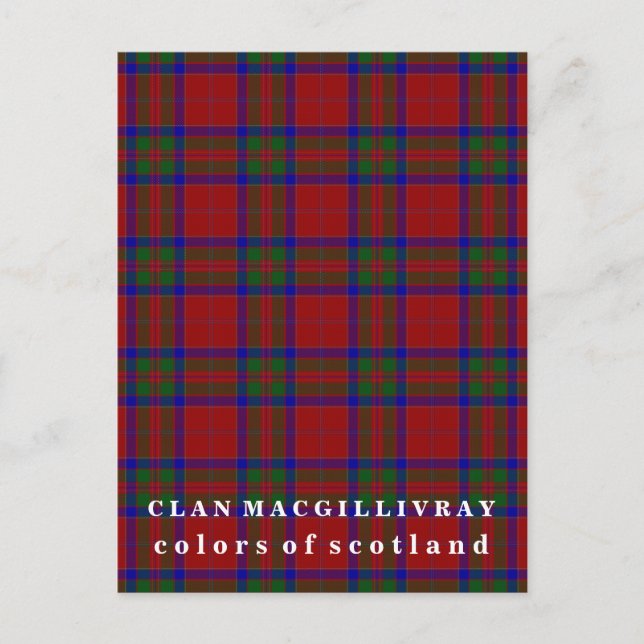 Colors of Scotland Clan MacGillivray Tartan Postcard (Front)