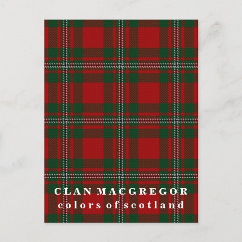 Colors of Scotland Clan MacGregor Tartan Postcard