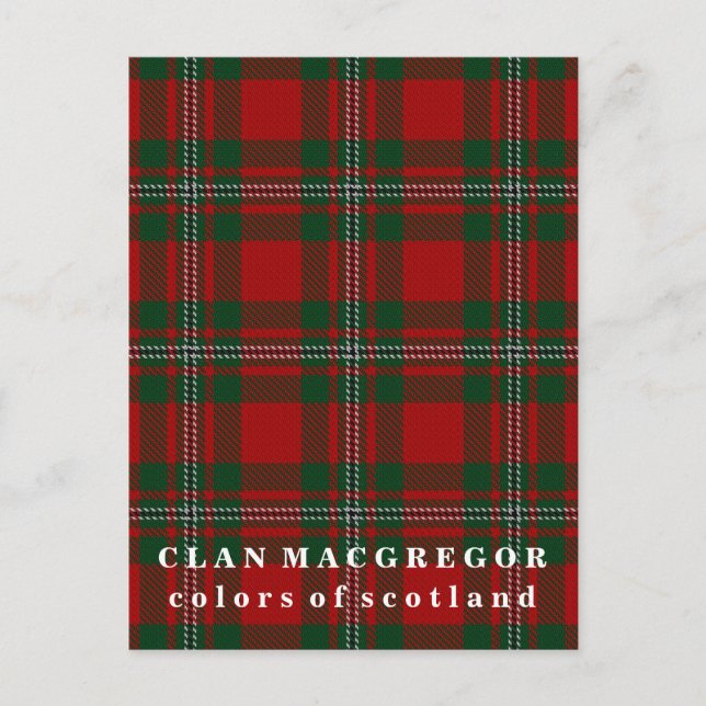 Colors of Scotland Clan MacGregor Tartan Postcard (Front)