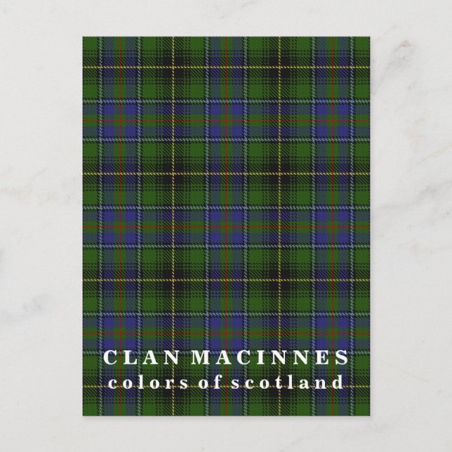 Colors of Scotland Clan MacInnes Tartan Postcard (Front)