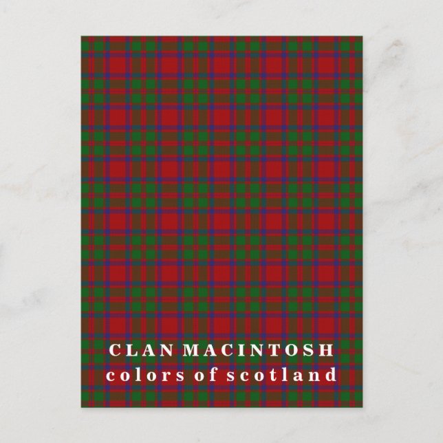 Colors of Scotland Clan MacIntosh Tartan Postcard (Front)