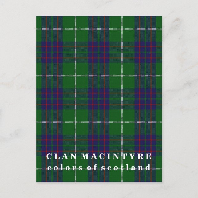 Colors of Scotland Clan MacIntyre Tartan Postcard (Front)