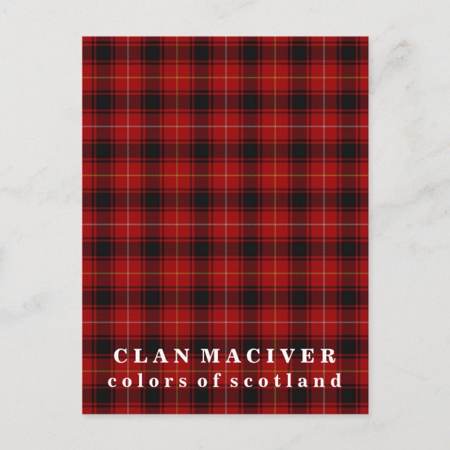 Colors of Scotland Clan MacIver Tartan Postcard (Front)