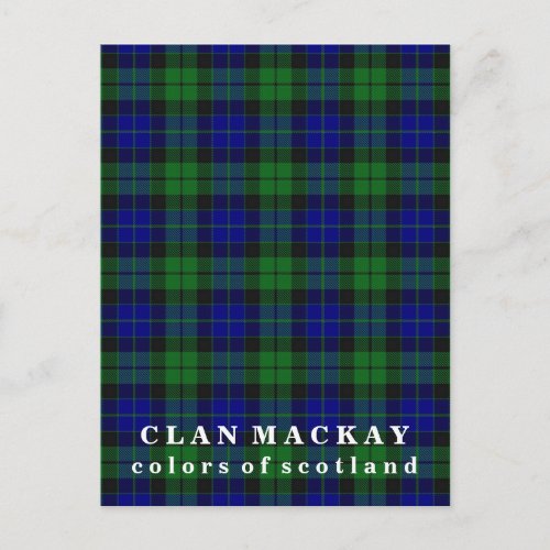 Colors of Scotland Clan MacKay Tartan Postcard