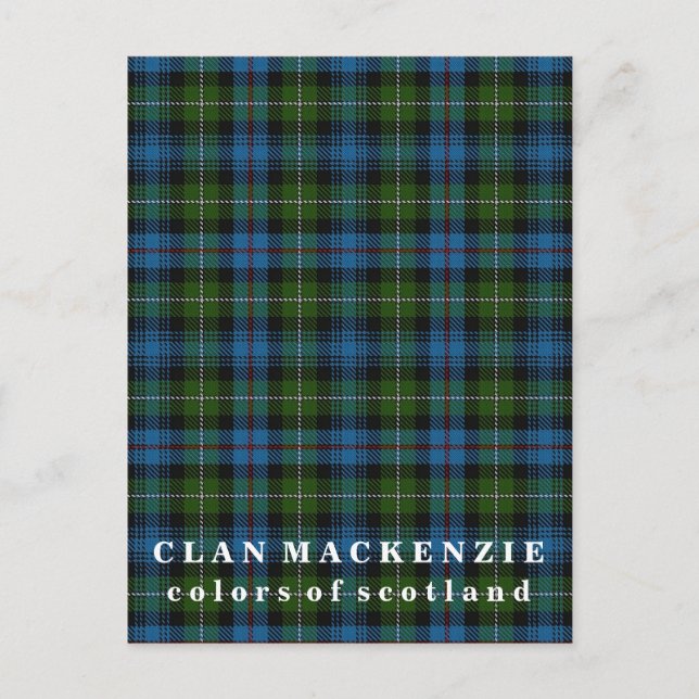 Colors of Scotland Clan MacKenzie Tartan Postcard (Front)