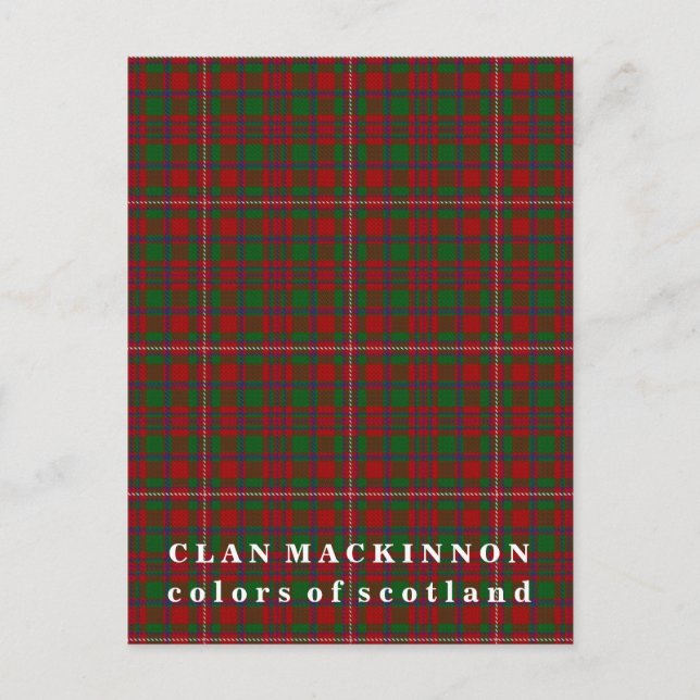Colors of Scotland Clan MacKinnon Tartan Postcard (Front)