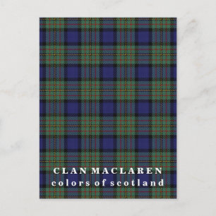 Colors of Scotland Clan MacLaren Tartan Postcard