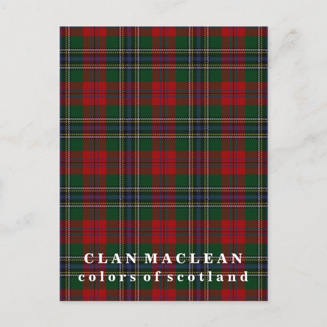 Colors of Scotland Clan MacLean Tartan Postcard (Front)