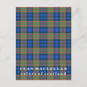 Colors of Scotland Clan MacLellan Tartan Postcard