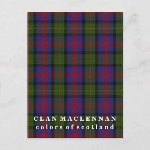 Colors of Scotland Clan MacLennan Tartan Postcard