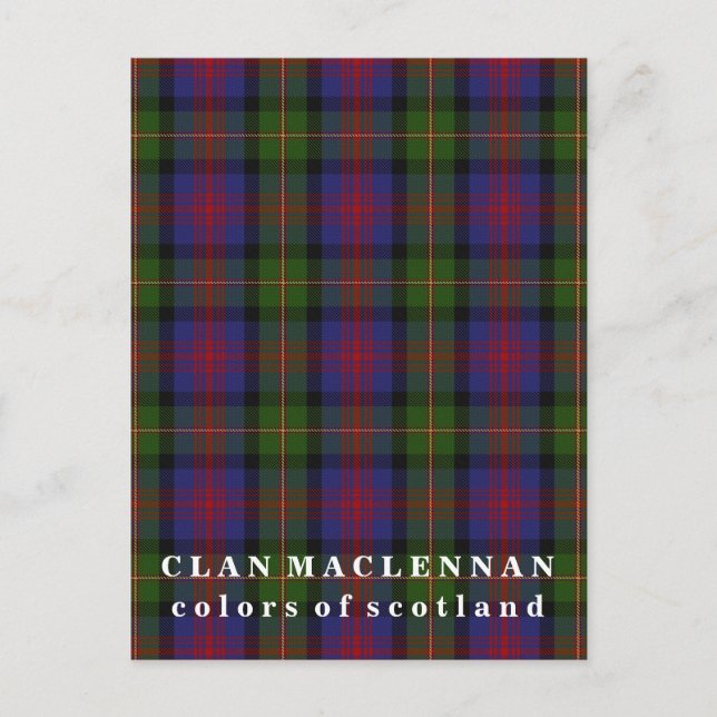 Colors of Scotland Clan MacLennan Tartan Postcard (Front)