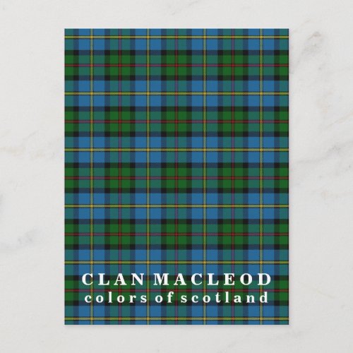 Colors of Scotland Clan MacLeod Tartan Postcard