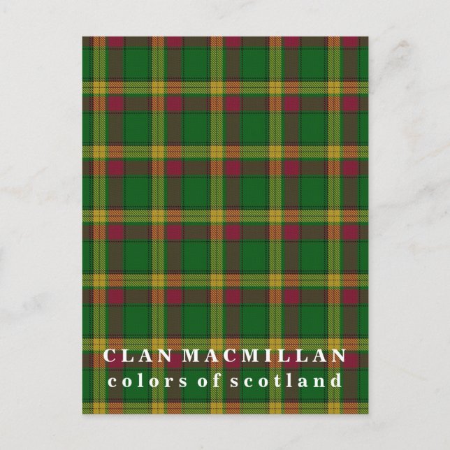 Colors of Scotland Clan MacMillan Tartan Postcard (Front)