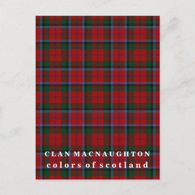 Colors of Scotland Clan MacNaughton Tartan Postcard (Front)