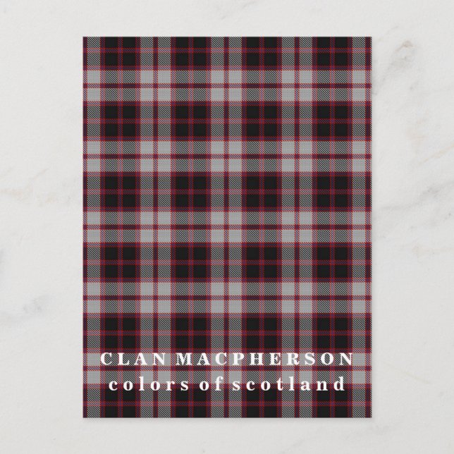 Colors of Scotland Clan MacPherson Tartan Postcard (Front)