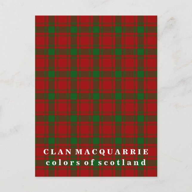 Colors of Scotland Clan MacQuarrie Tartan Postcard (Front)