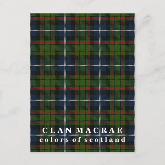 Colors of Scotland Clan MacRae Tartan Postcard (Front)