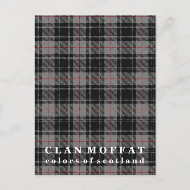 Colors of Scotland Clan Moffat Tartan Postcard (Front)