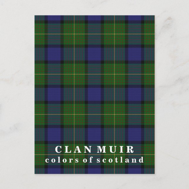 Colors of Scotland Clan Muir Tartan Postcard (Front)