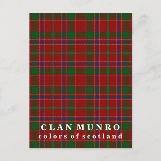 Colors of Scotland Clan Munro Tartan Postcard (Front)