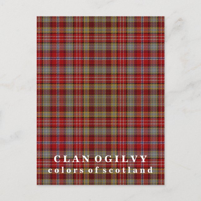 Colors of Scotland Clan Ogilvy Tartan Postcard (Front)