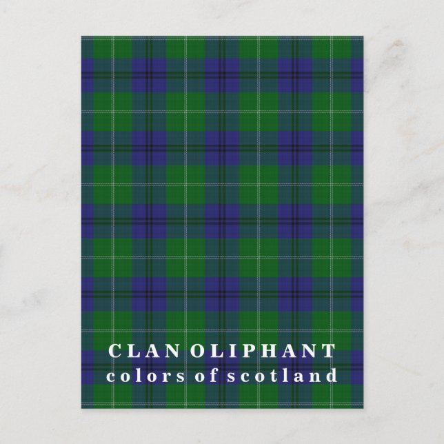 Colors of Scotland Clan Oliphant Tartan Postcard (Front)