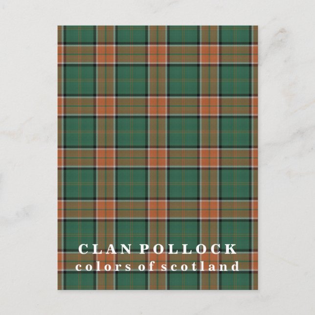 Colors of Scotland Clan Pollock Tartan Postcard (Front)